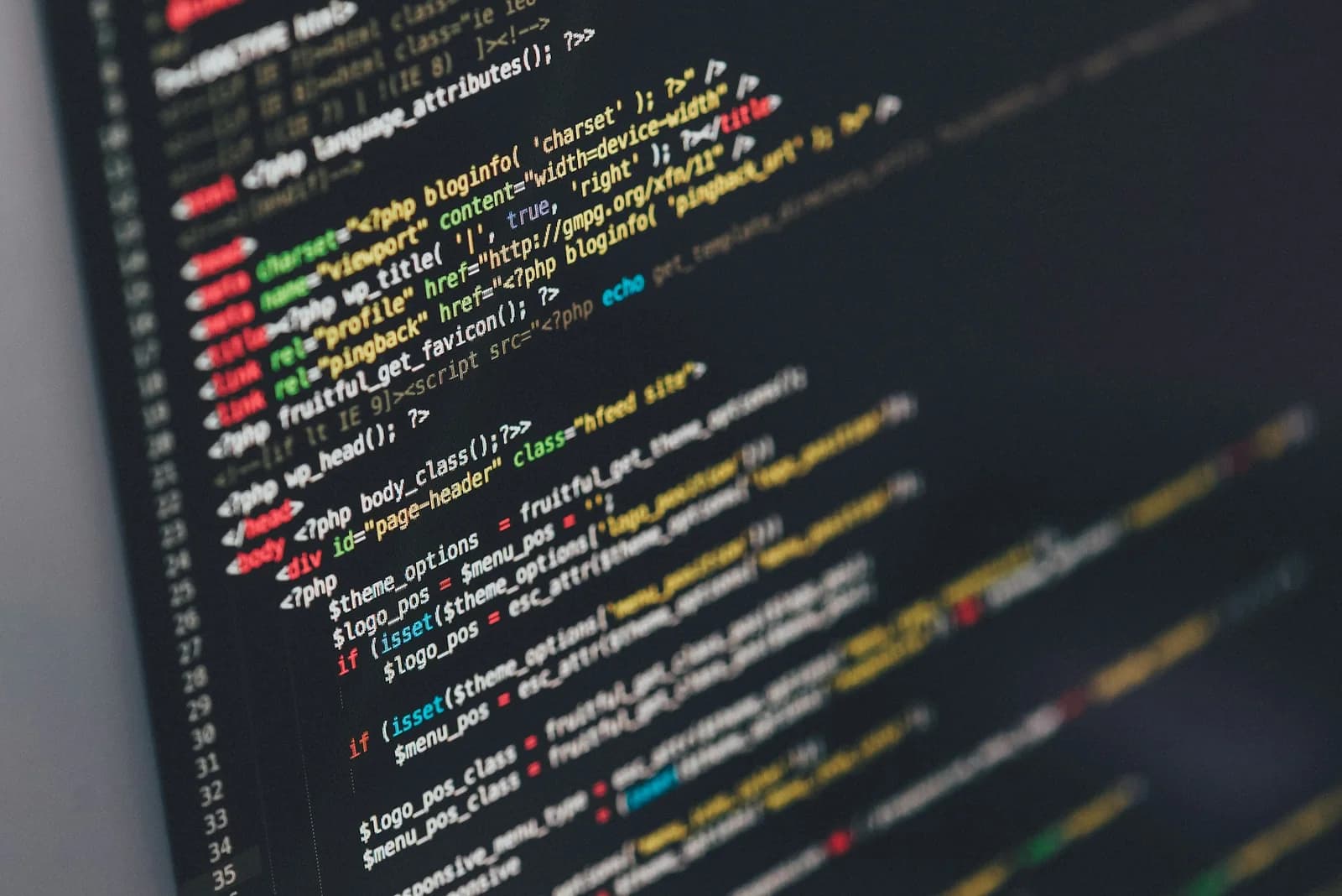 Bilgisayar ekranında web uygulamasına ait kaynak kodlarının yakın planı